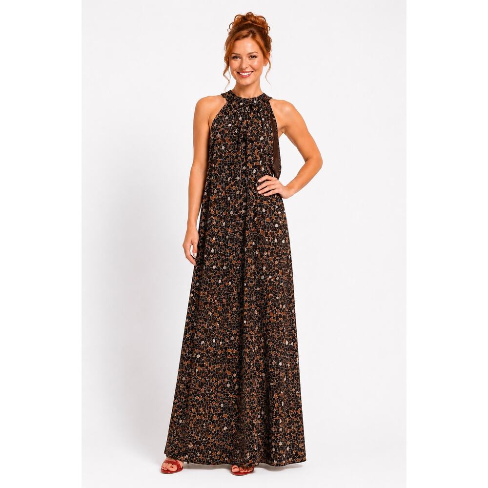 Banana Republic Brown Halter Floral Maxi
 Dress - Size L